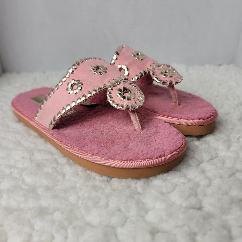 Jack Rogers Womens Slipper Flip Flops Comfort Sandals Size 6 Pink Faux Fur
